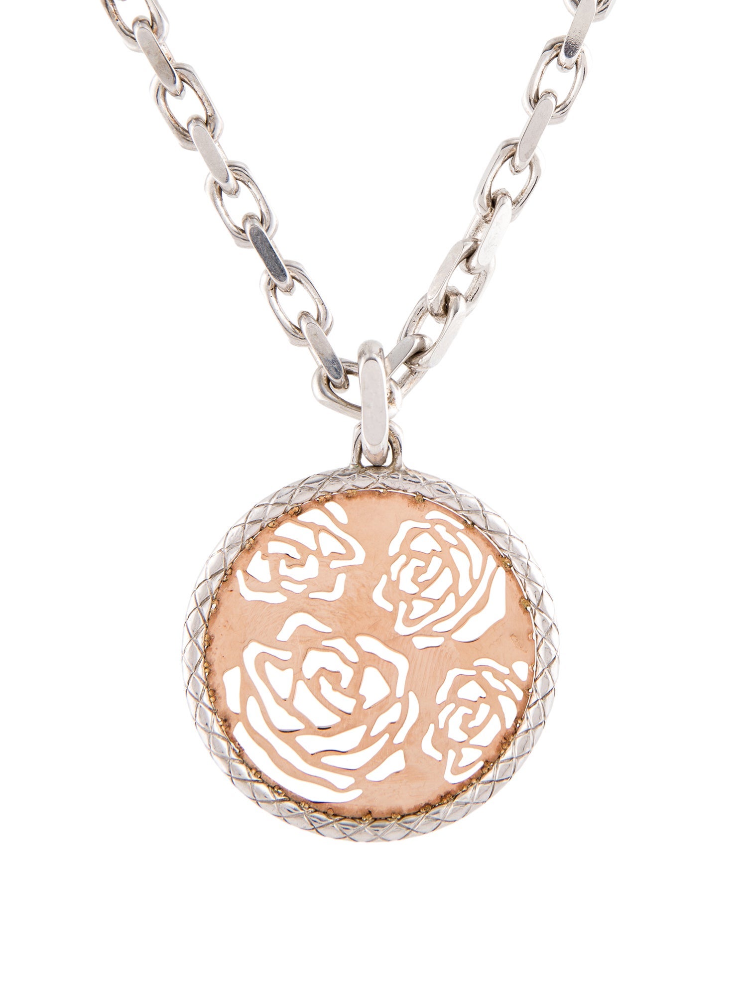 Pianegonda Two-Tone Rose Pendant Necklace