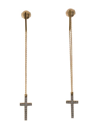 Pianegonda 18K Diamond Cross Drop Earrings