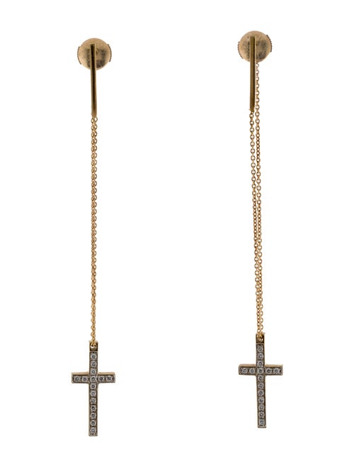 Pianegonda 18K Diamond Cross Drop Earrings