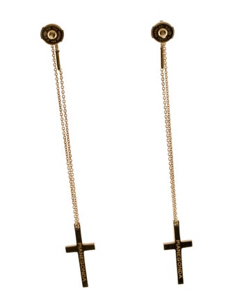 Pianegonda 18K Diamond Cross Drop Earrings