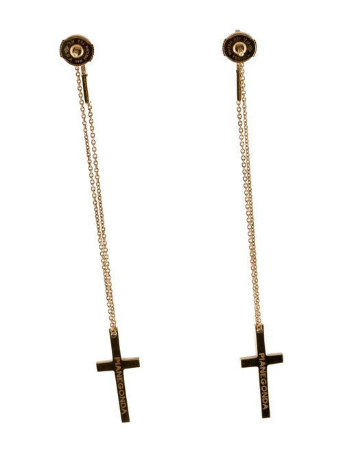 Pianegonda 18K Diamond Cross Drop Earrings