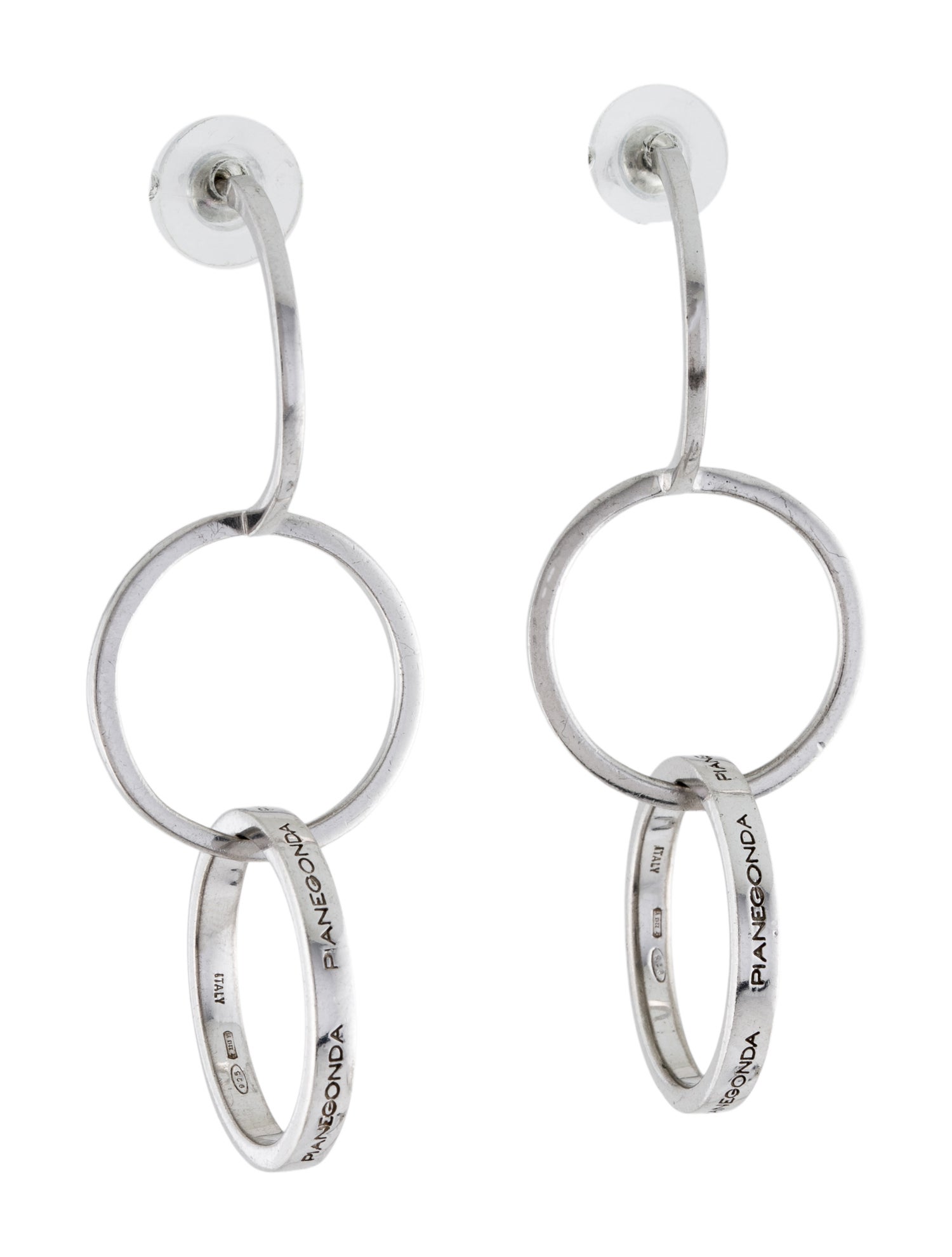 Pianegonda Logo Double Hoop Drop Earrings