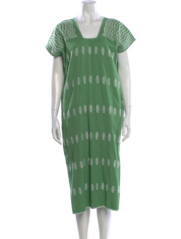 Pre-owned Pippa Holt Printed Long Dress In Green