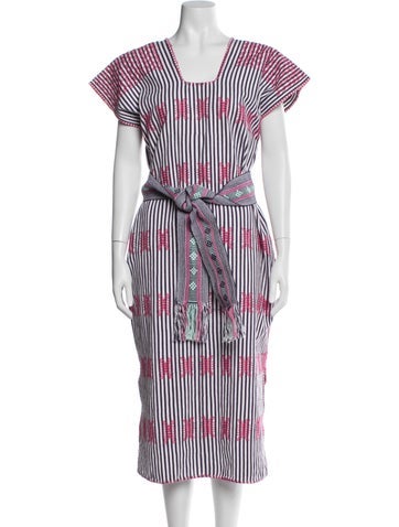 Pre-owned Pippa Holt Striped Midi Length Dress In Multi
