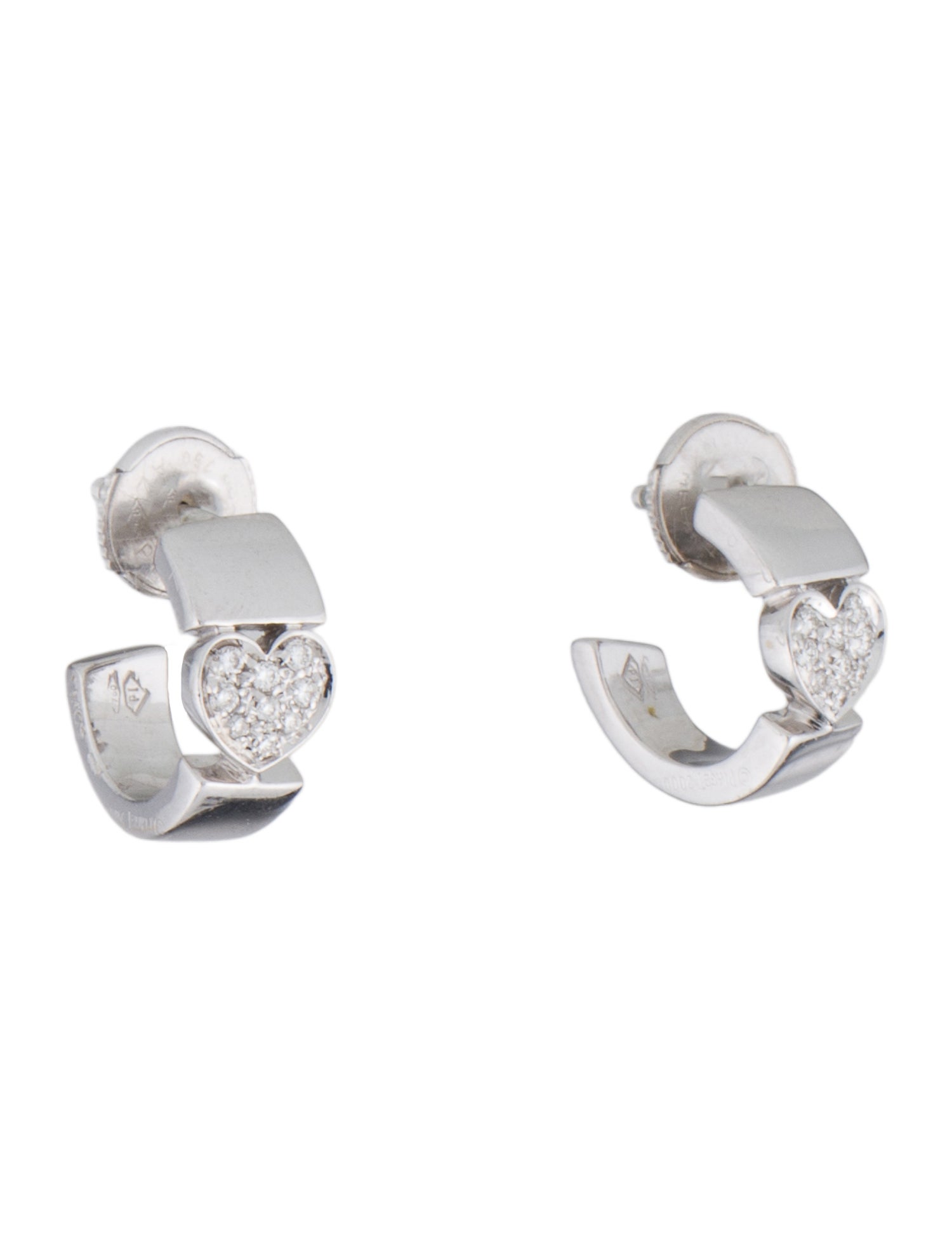 Piaget 18K Diamond Heart Huggie Earrings