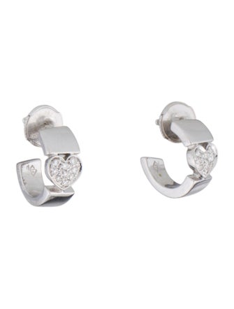 Piaget 18K Diamond Heart Huggie Earrings