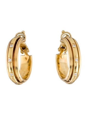 Pre-owned Piaget 18k Diamond Hoop Earrings In Multi