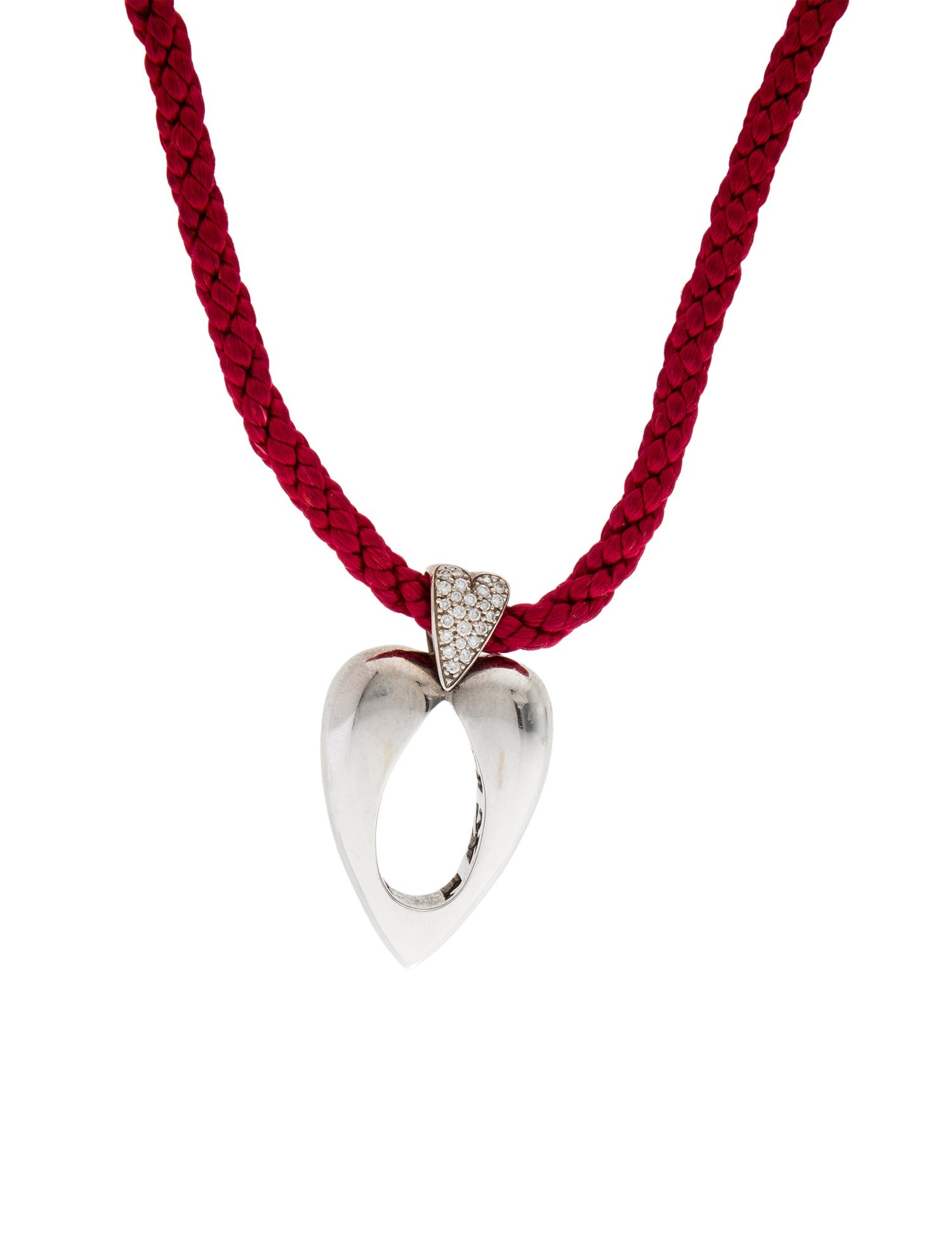 Piaget Vintage 18K Diamond Interchangeable Cord Heart Pendant Necklace