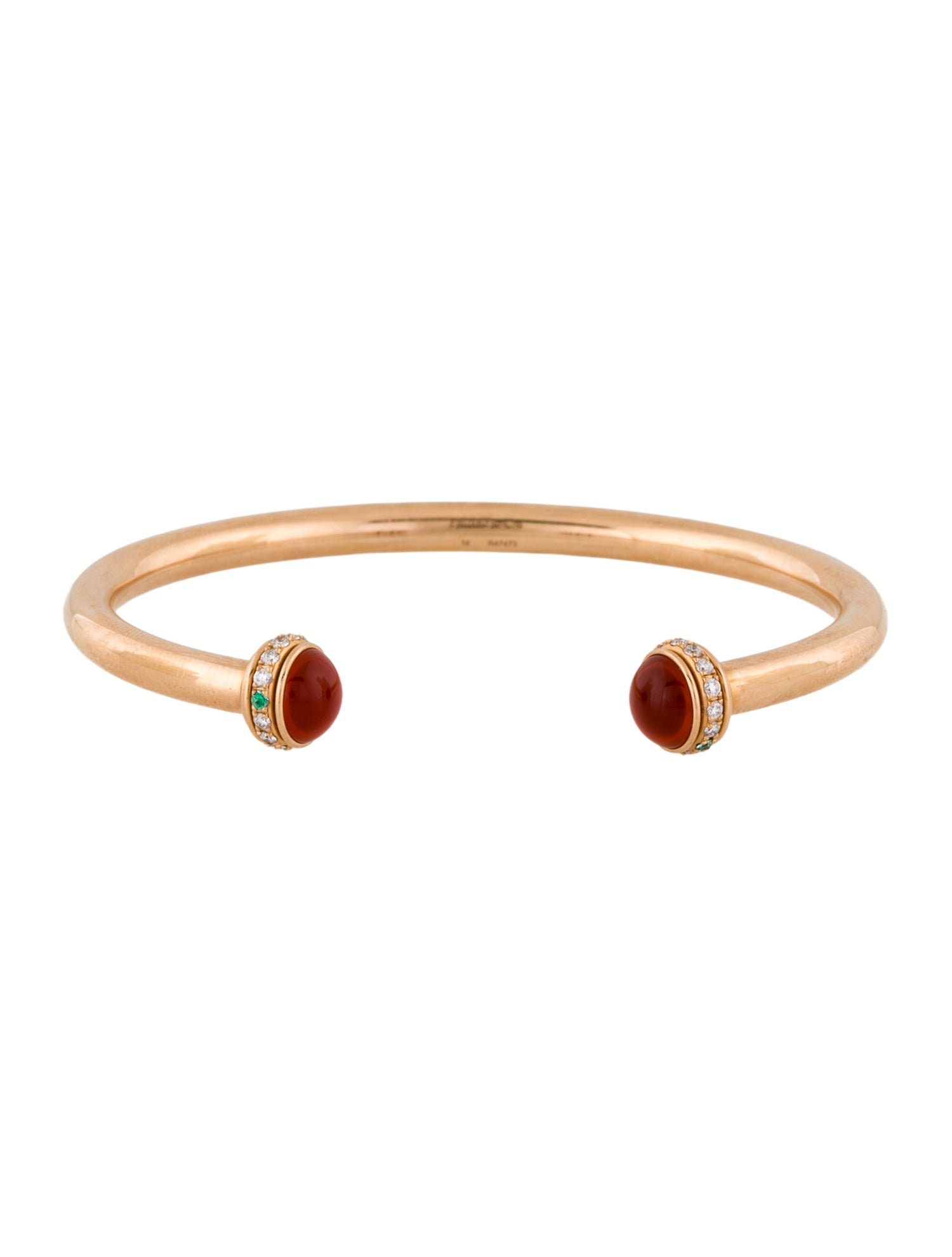 Piaget 18K Carnelian & Diamond Possession open bangle bracelet