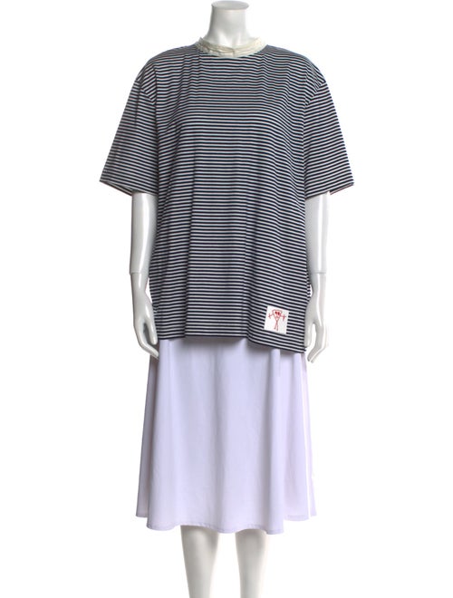 PLAN C Striped Bateau Neckline Tunic