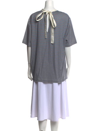 PLAN C Striped Bateau Neckline Tunic