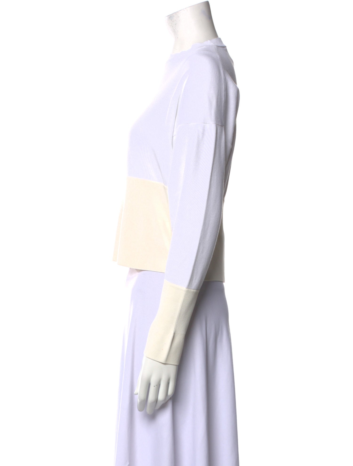 PLAN C Crew Neck Long Sleeve Crop Top