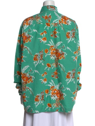 PLAN C Floral Print Long Sleeve Button-Up Top