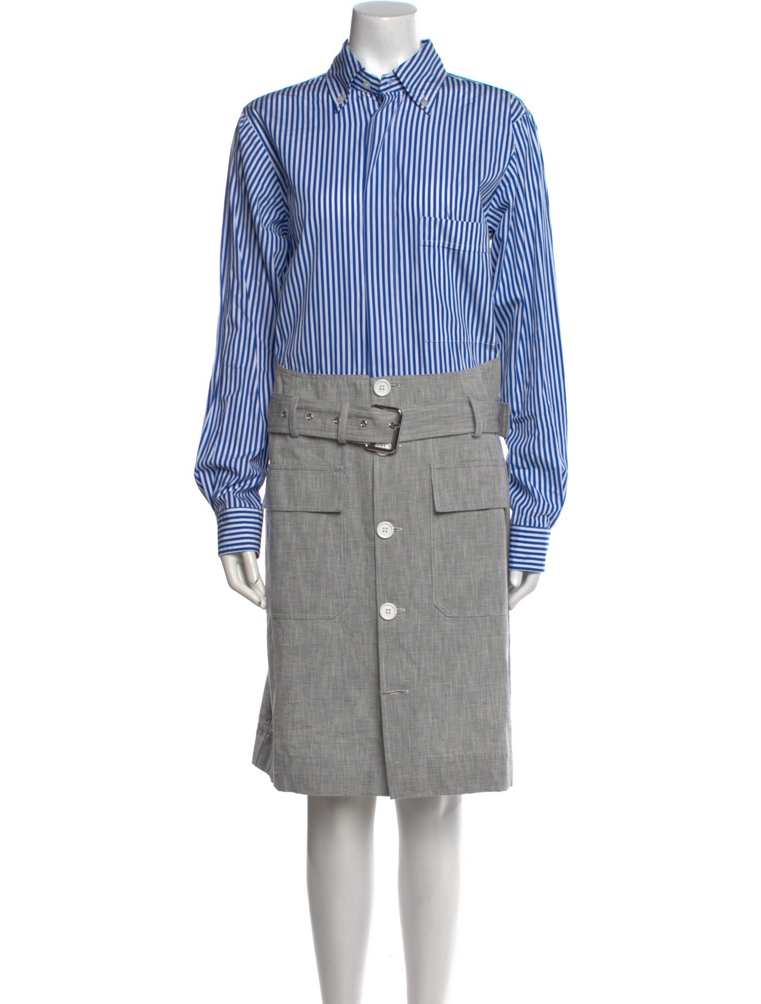 PLAN C Striped Midi Length Dress