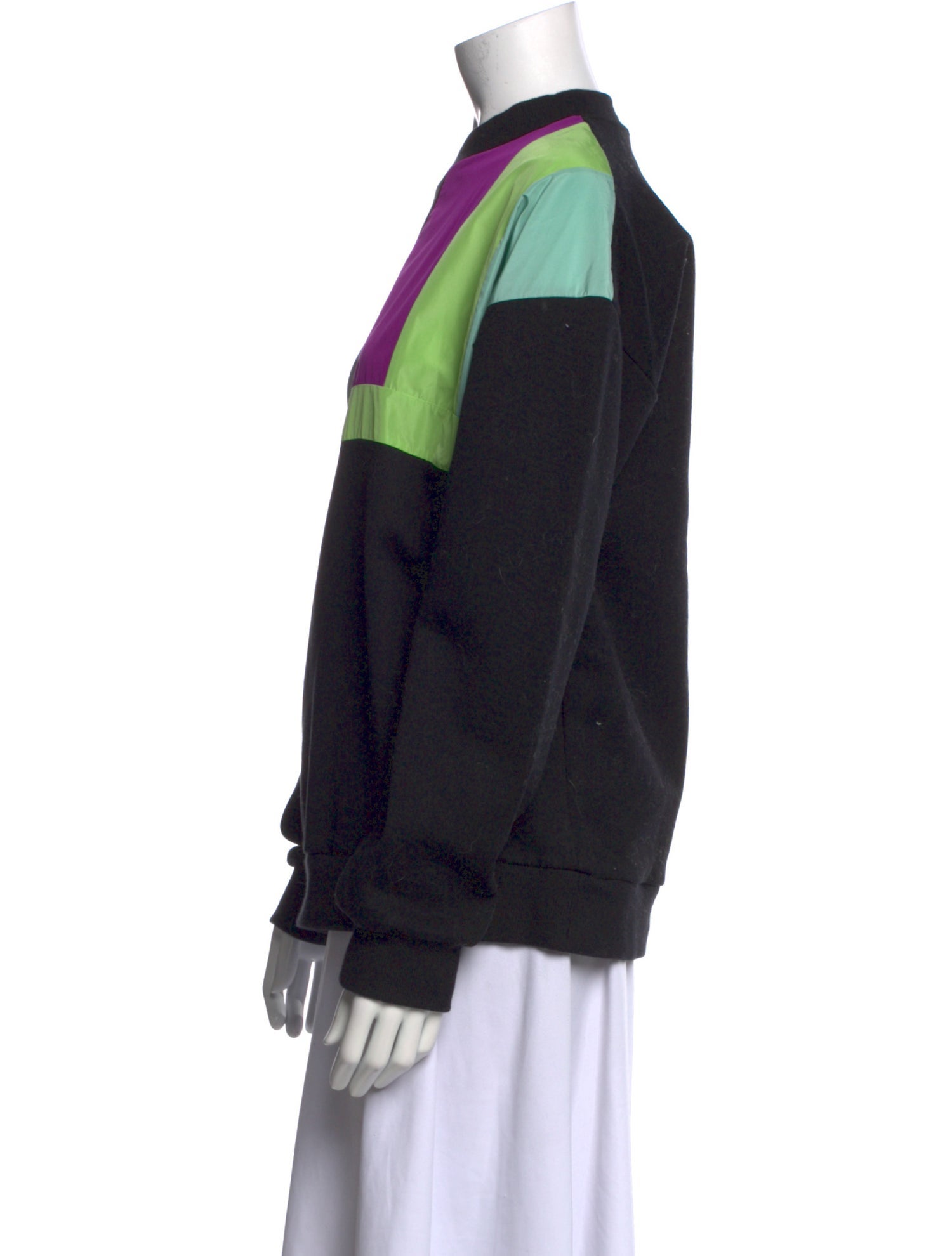 PLAN C Colorblock Pattern Crew Neck Sweatshirt