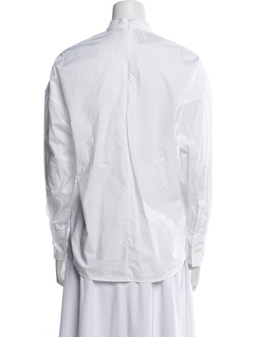 PLAN C Mock Neck Long Sleeve Button-Up Top