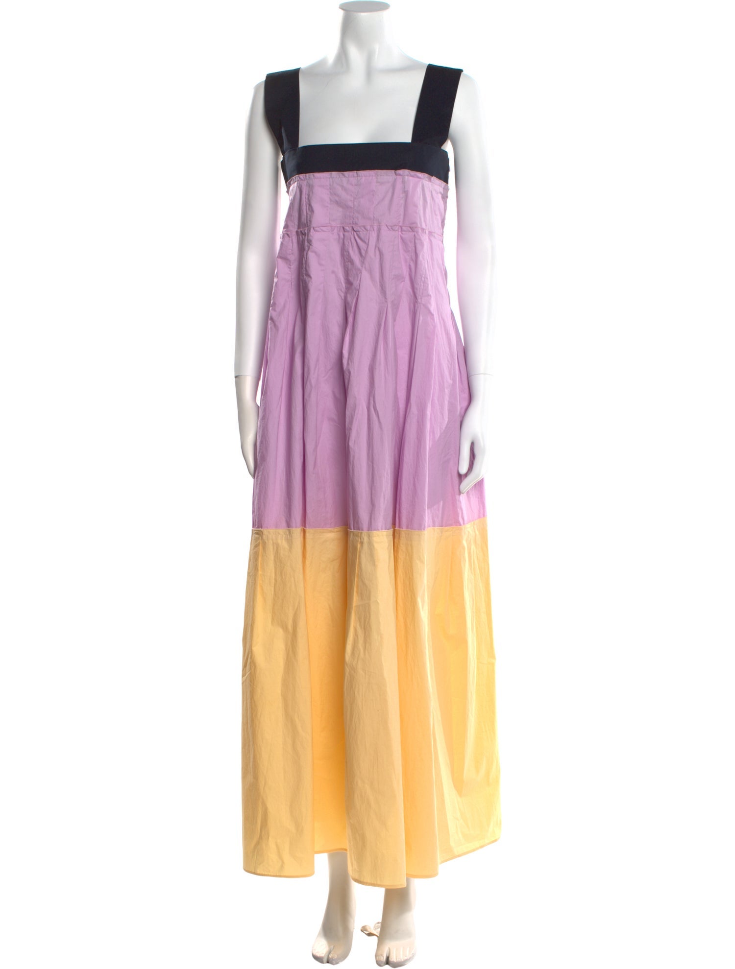 PLAN C Colorblock Pattern Long Dress