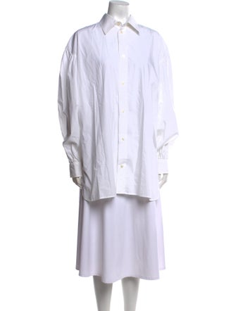 PLAN C Striped Long Sleeve Button-Up Top