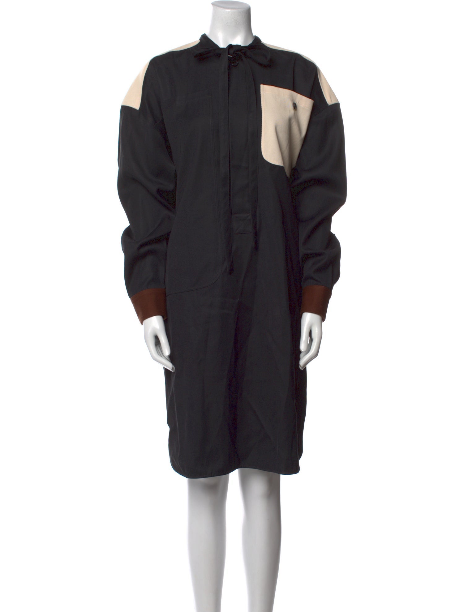 PLAN C Colorblock Pattern Knee-Length Dress