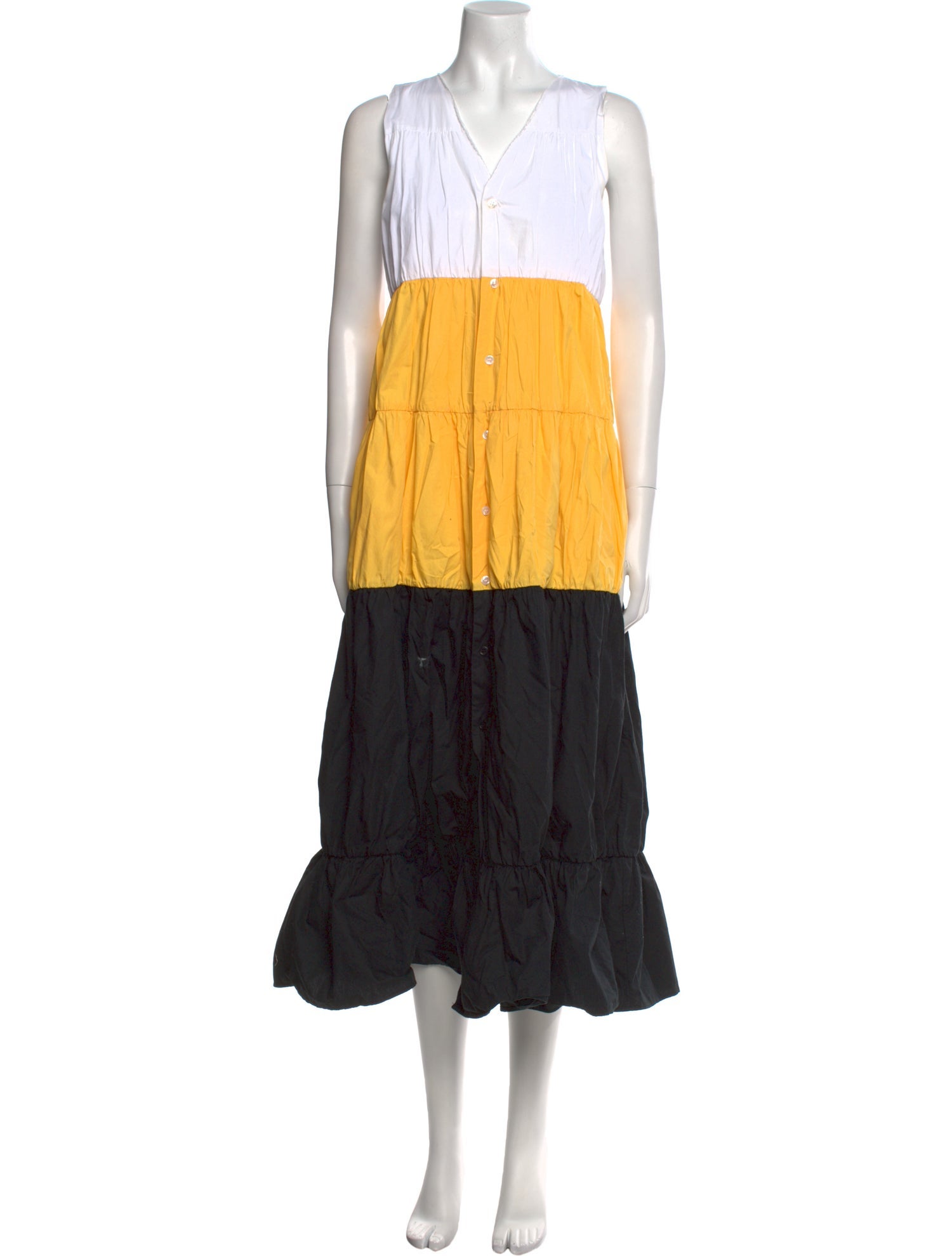 PLAN C Colorblock Pattern Long Dress