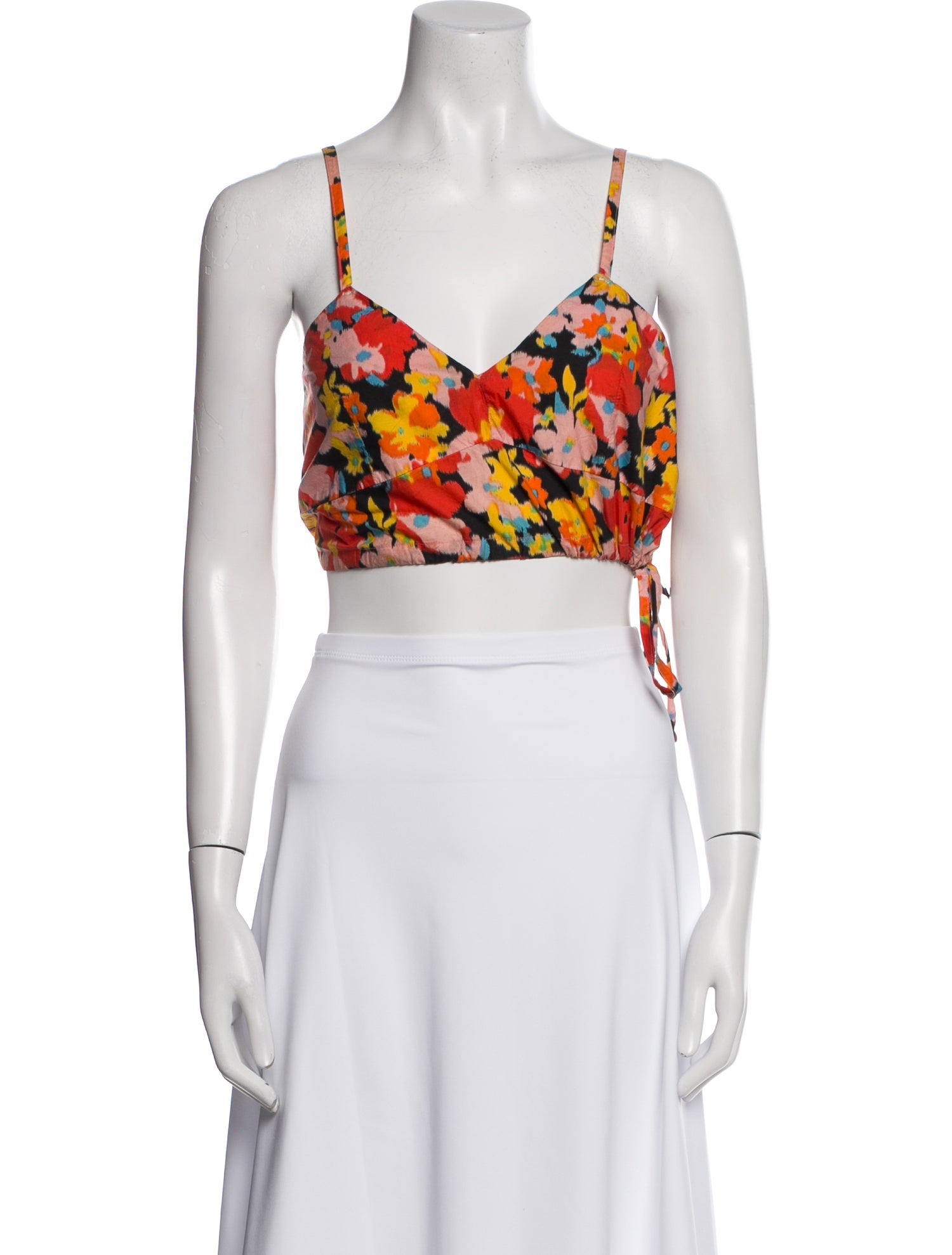 PLAN C Floral Print V-Neck Crop Top