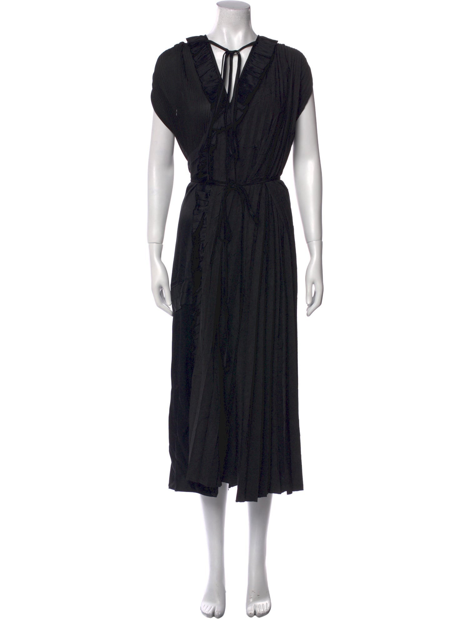 PLAN C V-Neck Midi Length Dress