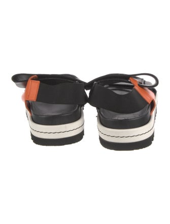 PLAN C Leather Colorblock Pattern Slingback Sandals