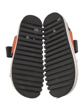 PLAN C Leather Colorblock Pattern Slingback Sandals