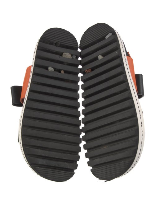 PLAN C Leather Colorblock Pattern Slingback Sandals