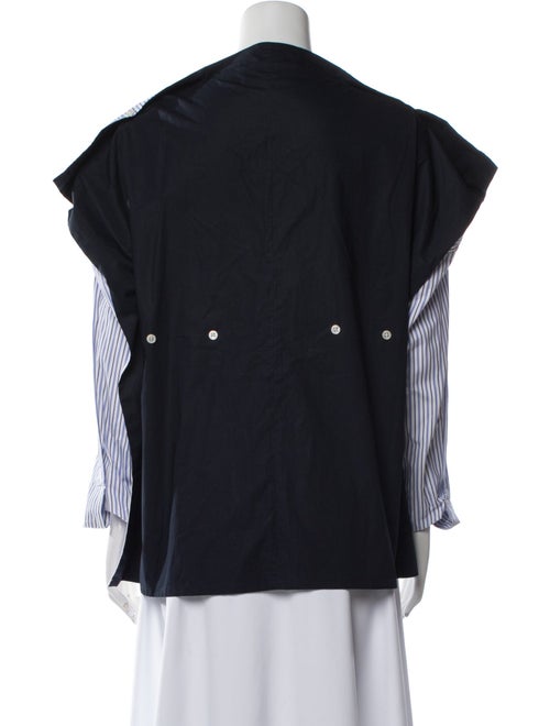 PLAN C Striped Long Sleeve Button-Up Top