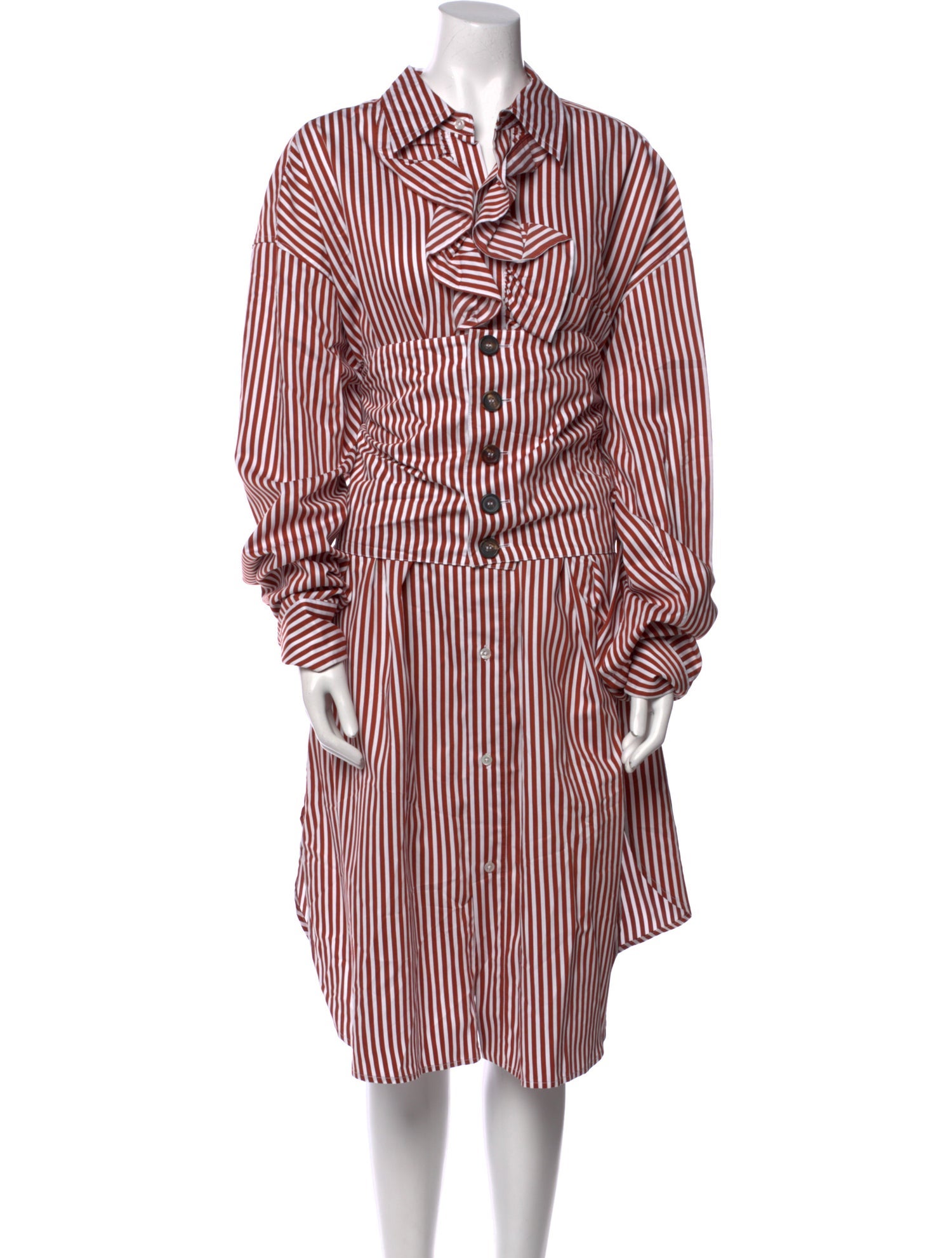 PLAN C Striped Midi Length Dress