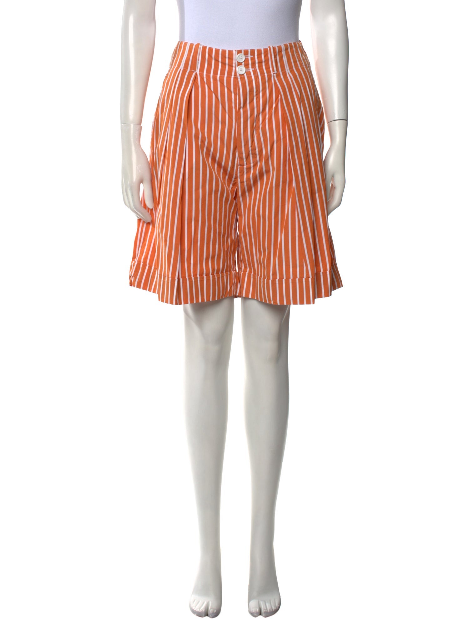 PLAN C Striped Knee-Length Shorts