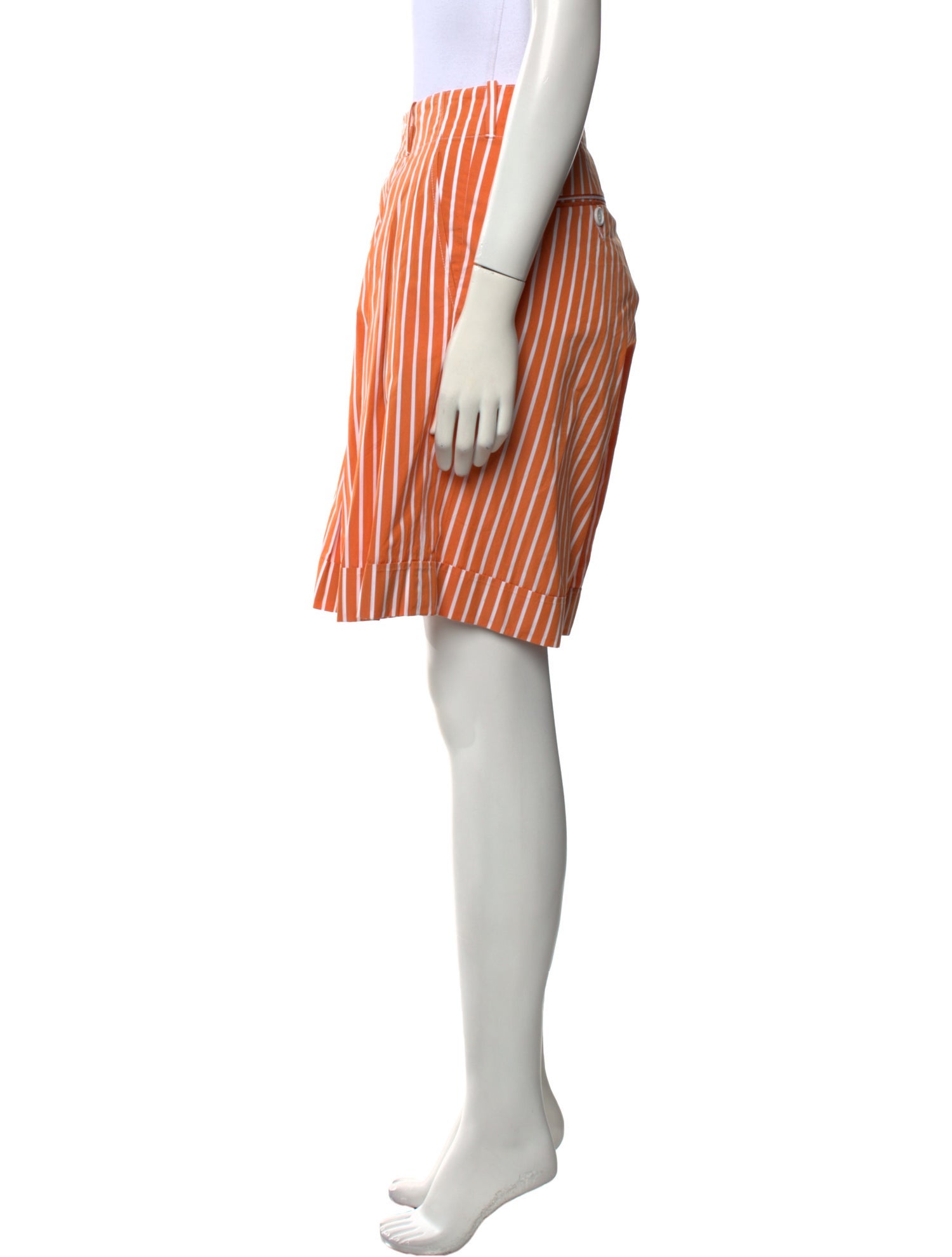 PLAN C Striped Knee-Length Shorts