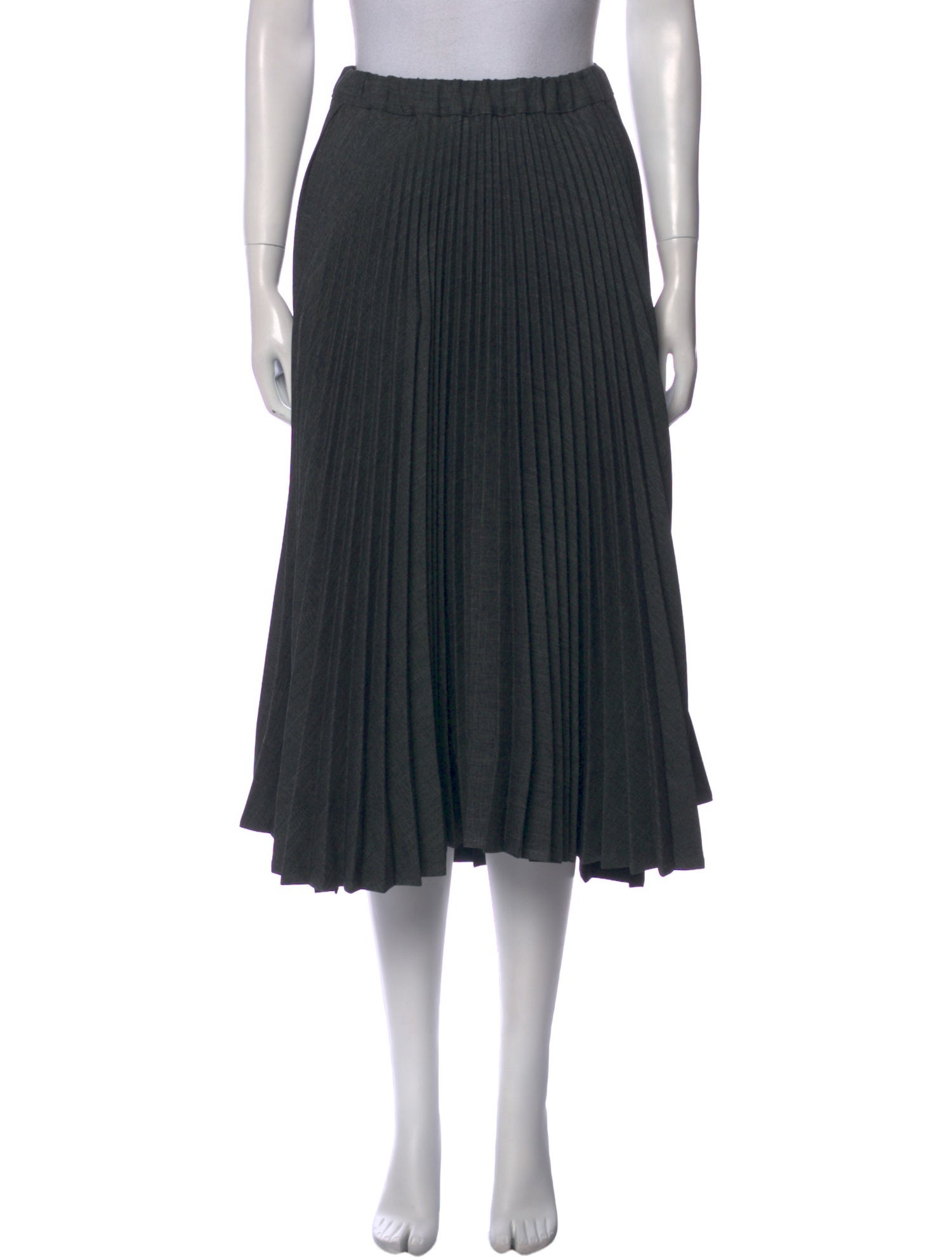 PLAN C Pleated Accents Midi Length Skirt