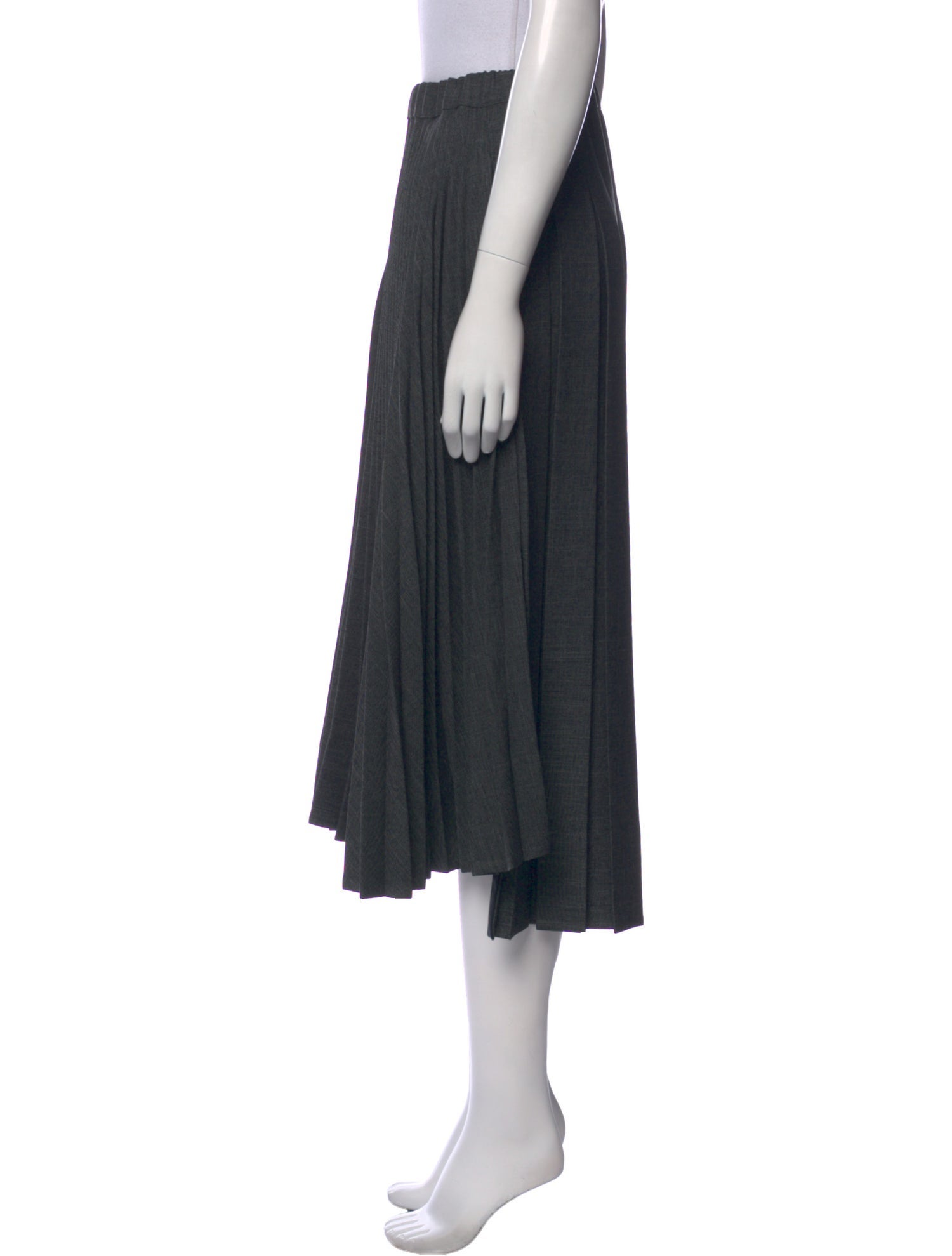 PLAN C Pleated Accents Midi Length Skirt