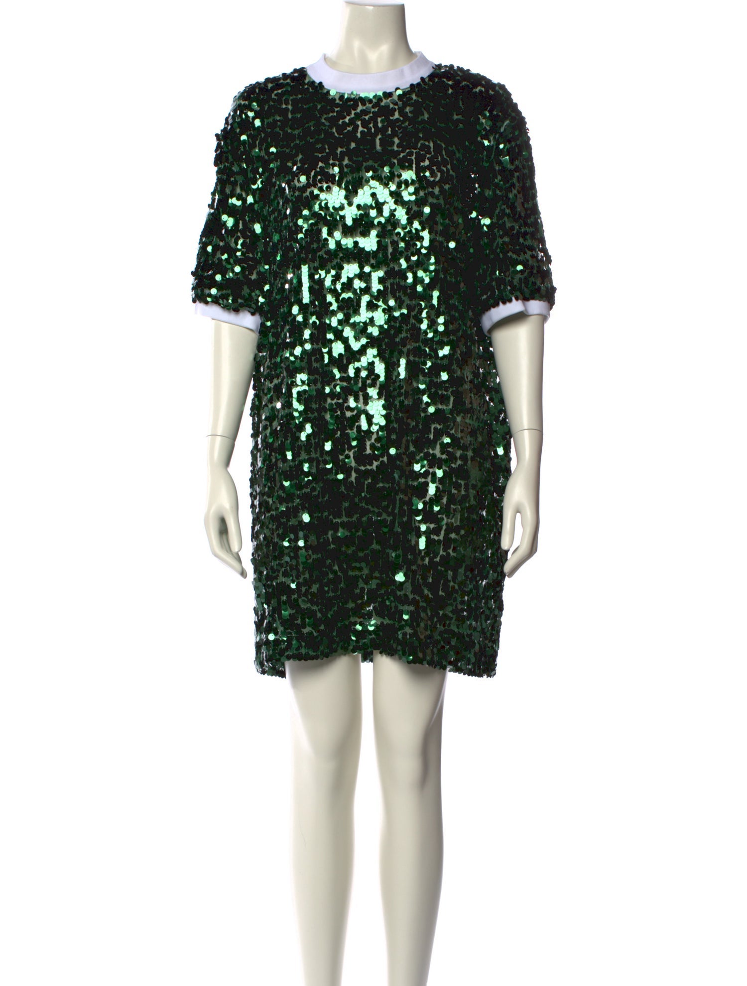 PLAN C Crew Neck Mini Dress