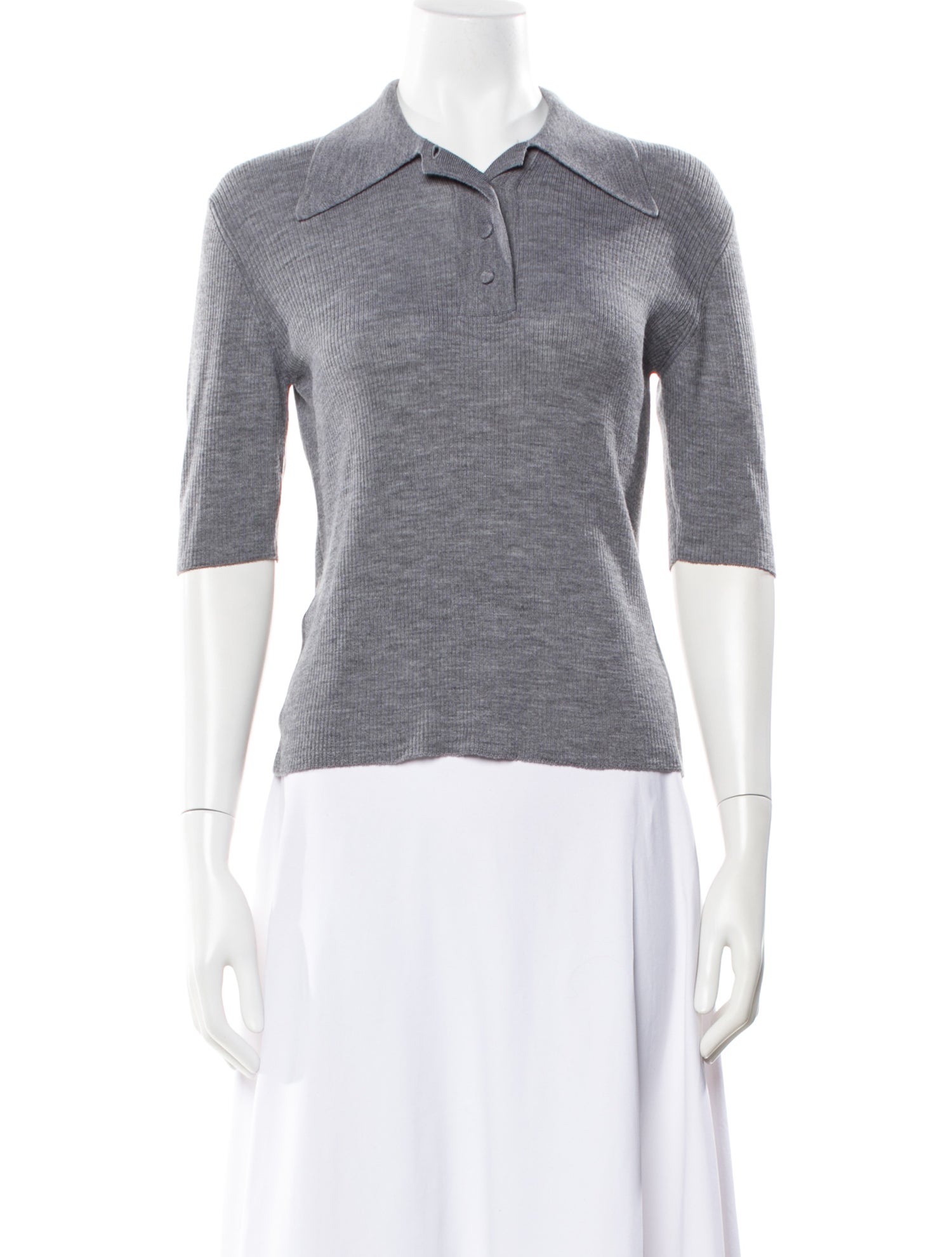 PLAN C Merino Wool Three-Quarter Sleeve Polo w/ Tags