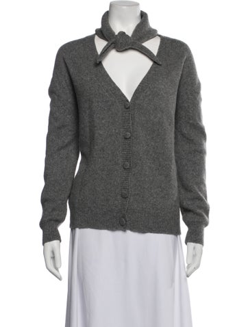 Pre-owned Plan C Merino Wool V-neck Sweater In Grey