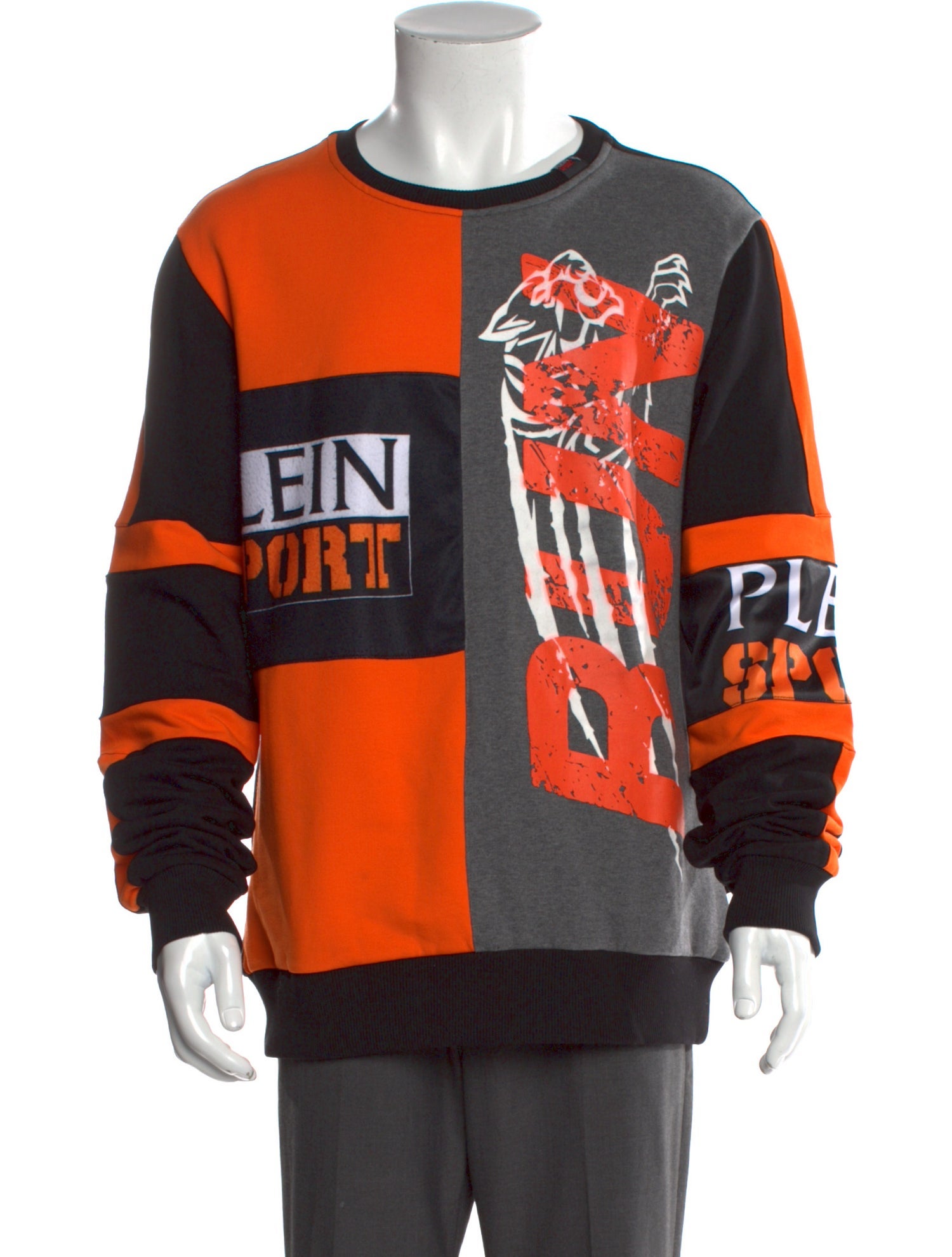 Plein Sport Colorblock Pattern Crew Neck Pullover