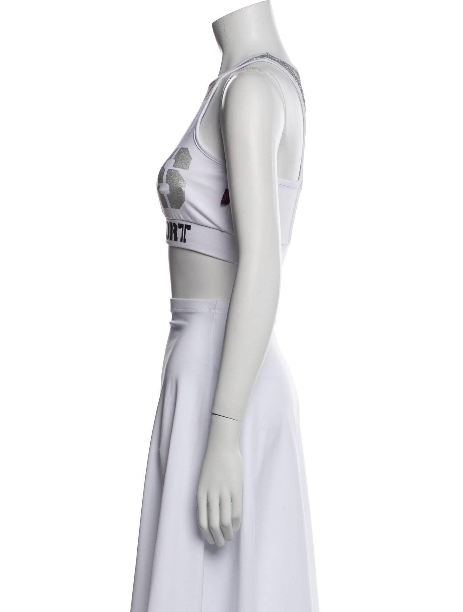 Plein Sport Graphic Print Scoop Neck Crop Top