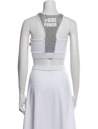 Plein Sport Graphic Print Scoop Neck Crop Top