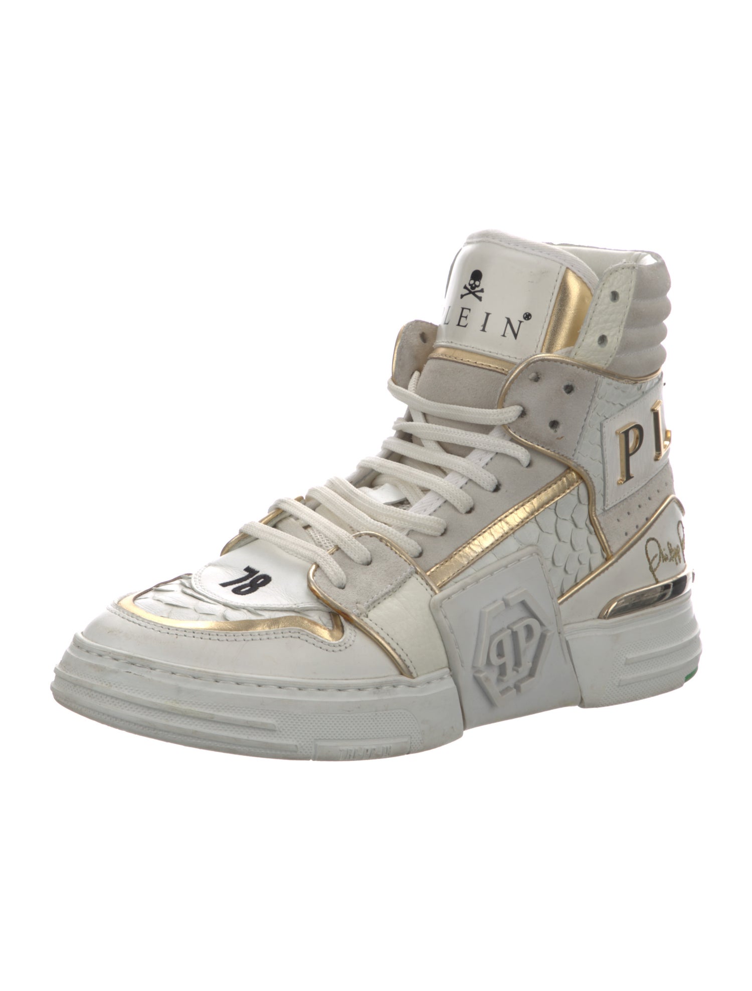 Plein Sport Leather Colorblock Pattern Sneakers