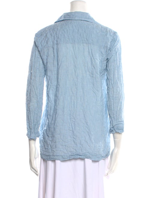 Pour Les Femmes Three-Quarter Sleeve Button-Up Top