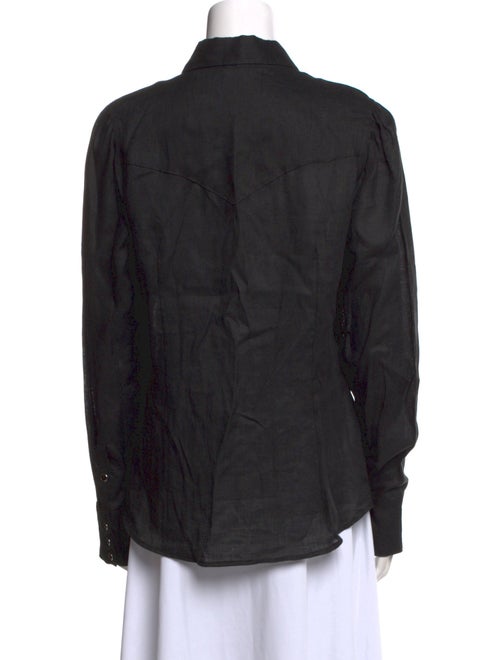 Pour Les Femmes Linen Long Sleeve Button-Up Top