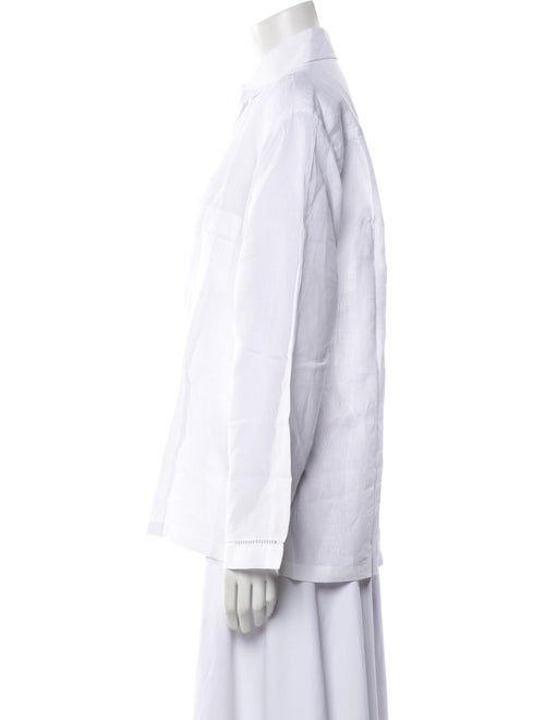 Pour Les Femmes Linen Long Sleeve Button-Up Top