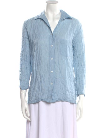 Pour Les Femmes Three-Quarter Sleeve Button-Up Top