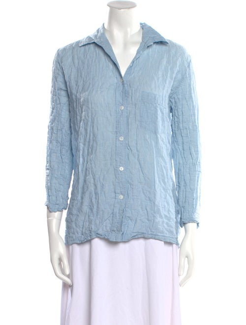 Pour Les Femmes Three-Quarter Sleeve Button-Up Top