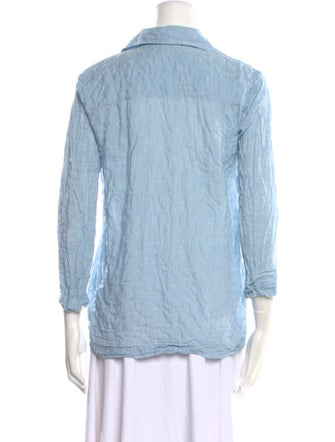 Pour Les Femmes Three-Quarter Sleeve Button-Up Top