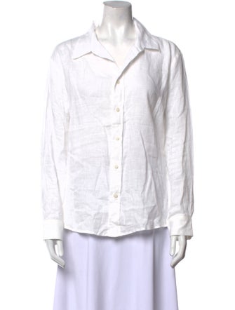 Pour Les Femmes Linen Long Sleeve Button-Up Top