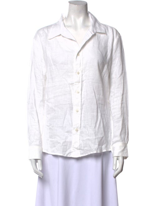 Pour Les Femmes Linen Long Sleeve Button-Up Top